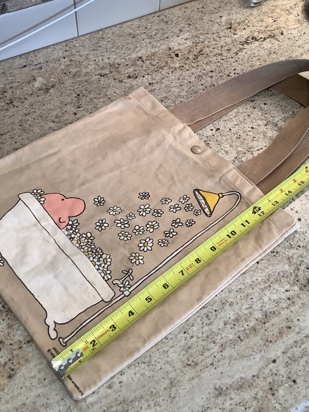 Ziggy Canvas Bathtub 1970’s Tote Bag - Beige/Tan Snap Close - Picture 8 of 9